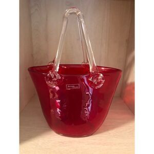 Design Society Red & Clear Art Glass Tote bag